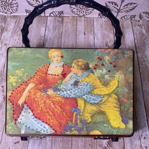 Vintage Marlboro Cigar Box Clutch purse with Romantic 1700’s Rococo Era scene